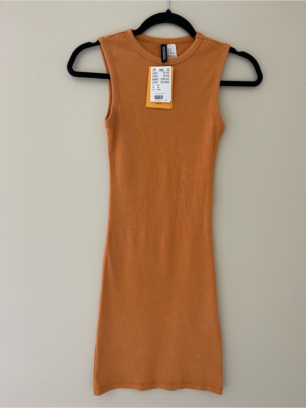 H&M Ribbed Tank Dress in Rust Orange